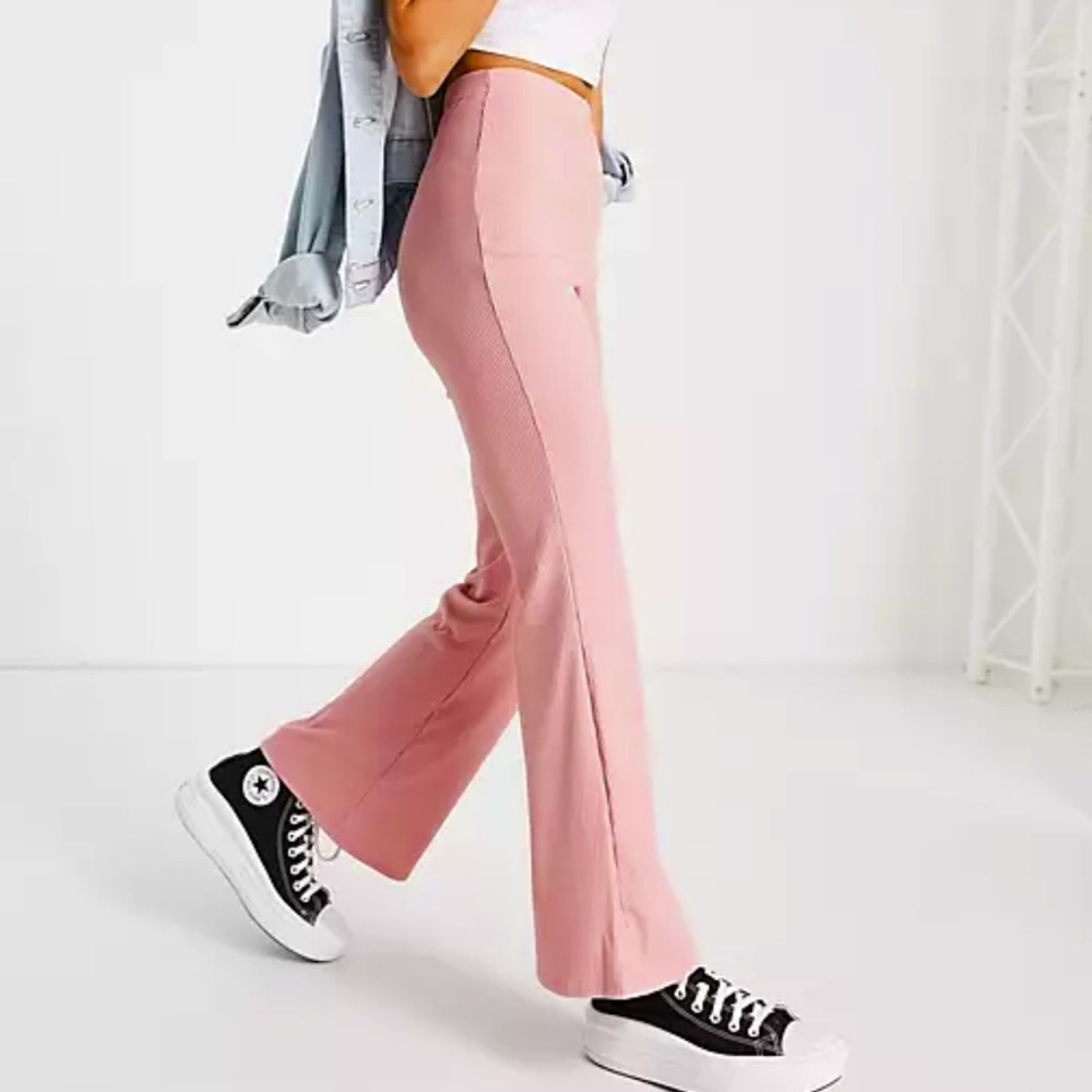 Papaya blush pink flare leg high rise stretch leggings size small